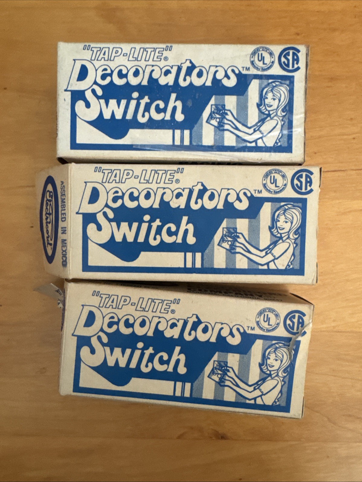 Lot of 3 Vintage 3-Way Pacific Electricord Tap-Lite Decorators Switch NOS