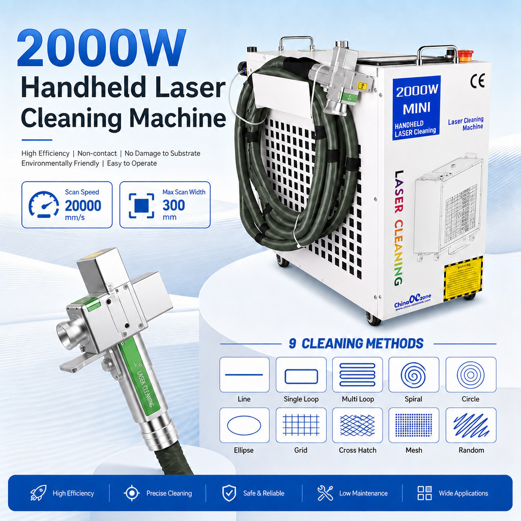 2000W Handheld Laser Cleaning Machine 9 clean modes Rust Paint Oxide Remover US