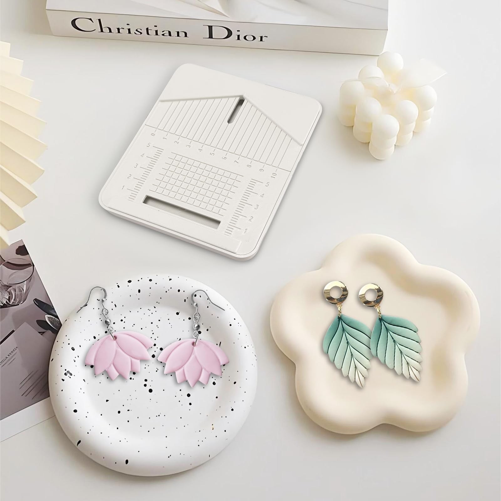 GeryVtee Polymer Clay Earring Drill Guide Jewelry white
