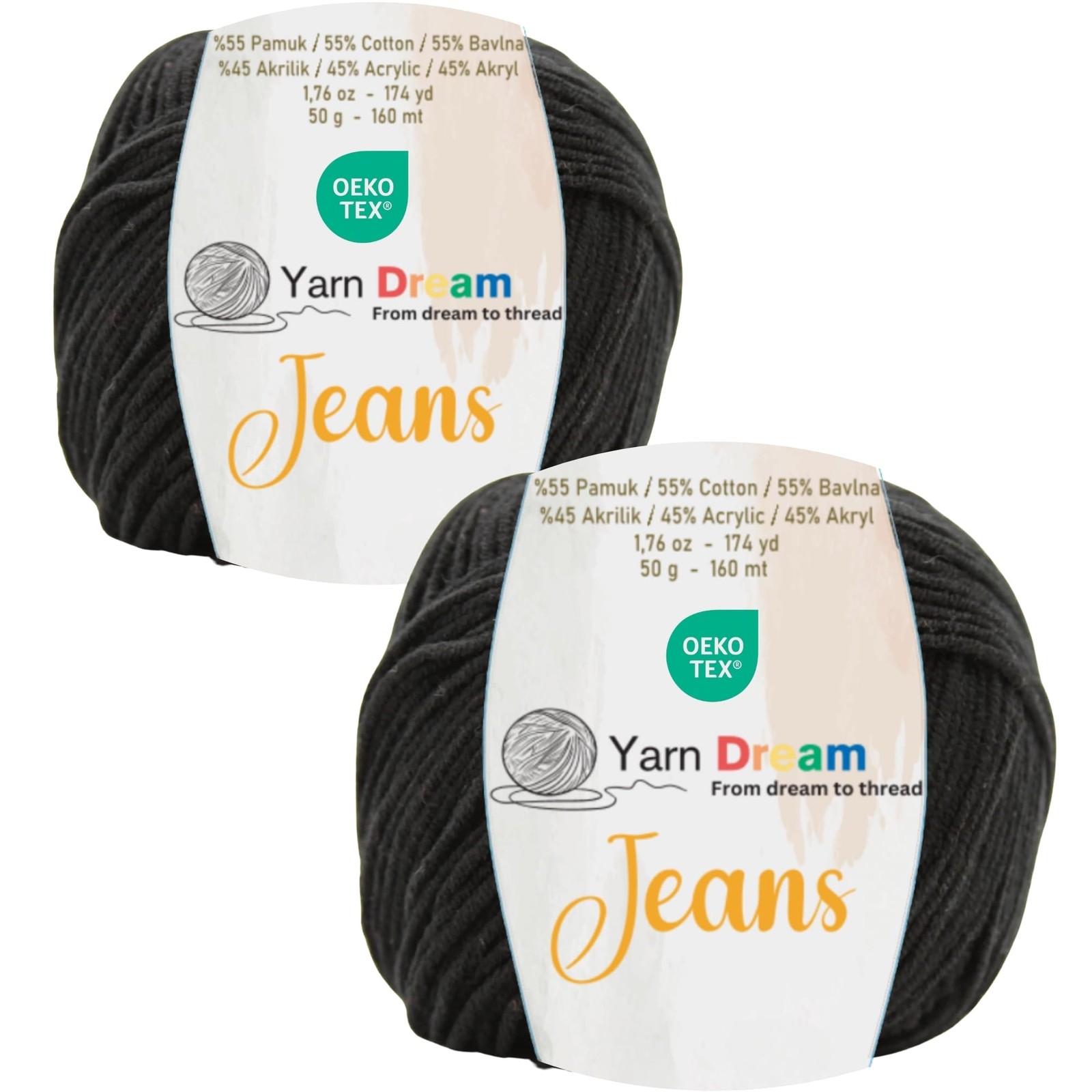 2 Skein 55% Cotton 45% Acrylic 174 yrd Cotton Yarn for Crocheting & Knitting