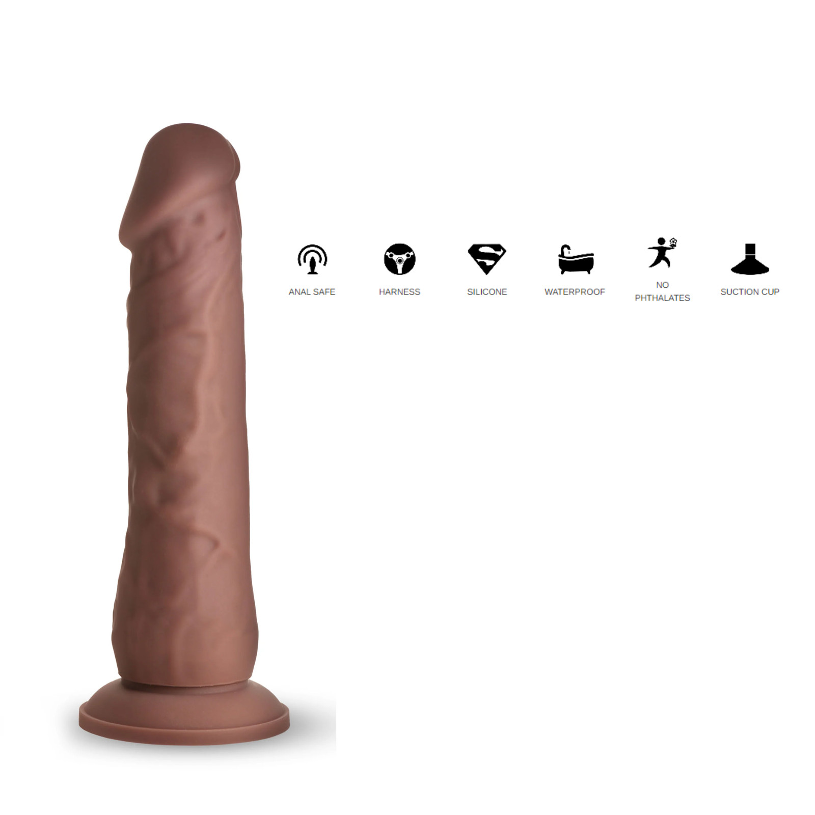 Beginner-Friendly Silicone Dong Suction Cup Base Harness-Compatible Sex Toy