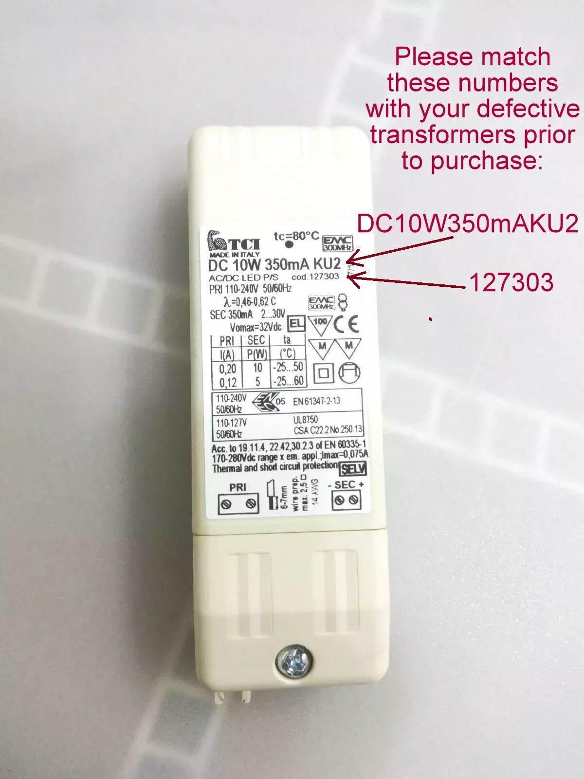 TCI 127303 LED Driver DC10W350mAKU2, DC 10W 350mA KU2