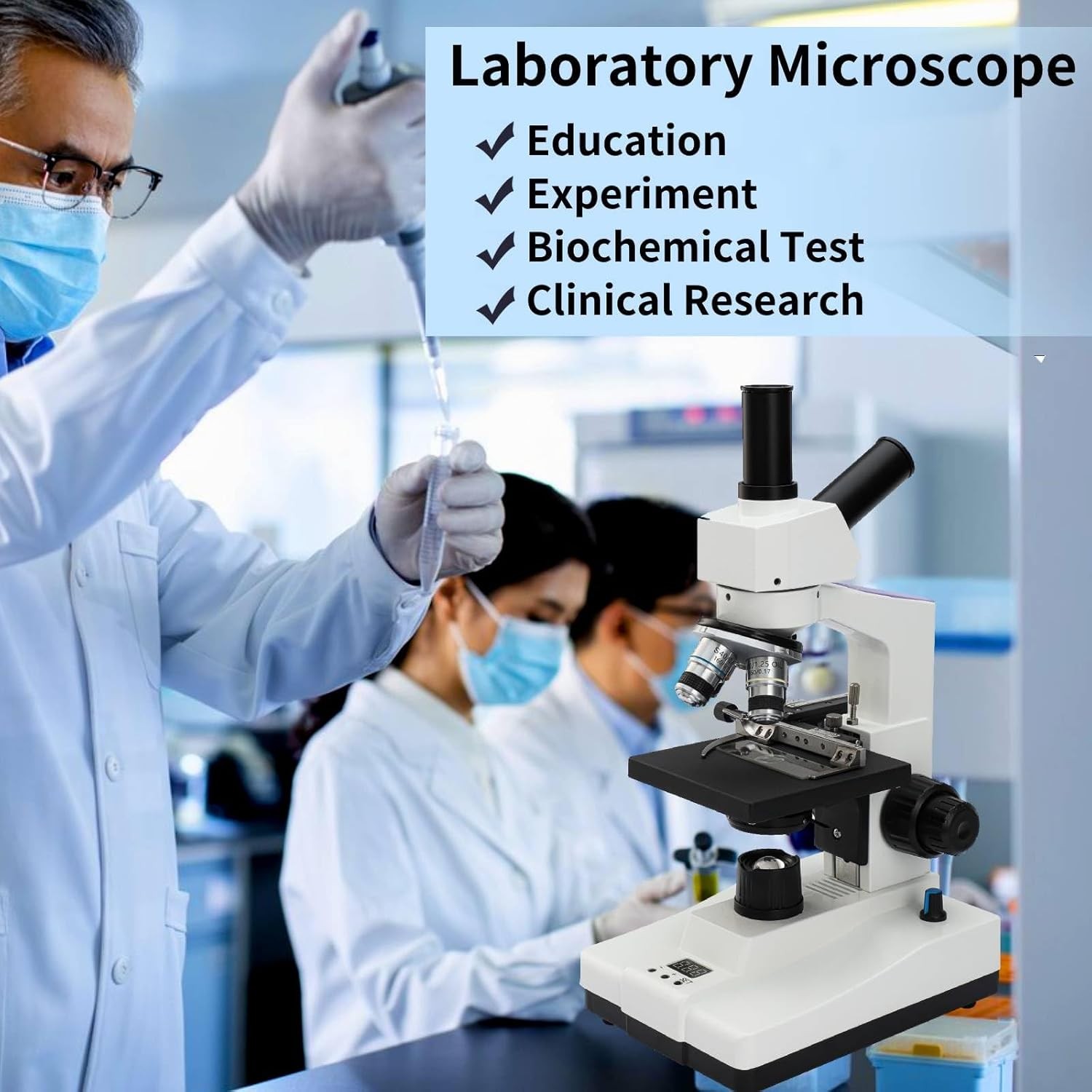 Lab Compound Monocular Microscopes with Constant Temperature,Dual-View Micros...
