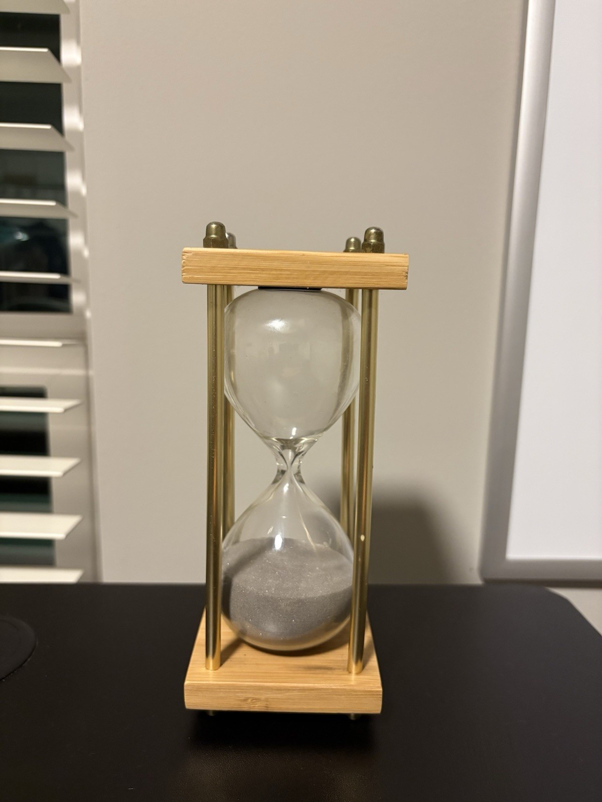 Wood & Glass Hourglass Sand Timer, Tan/Clear, Modern, Manual Reusable