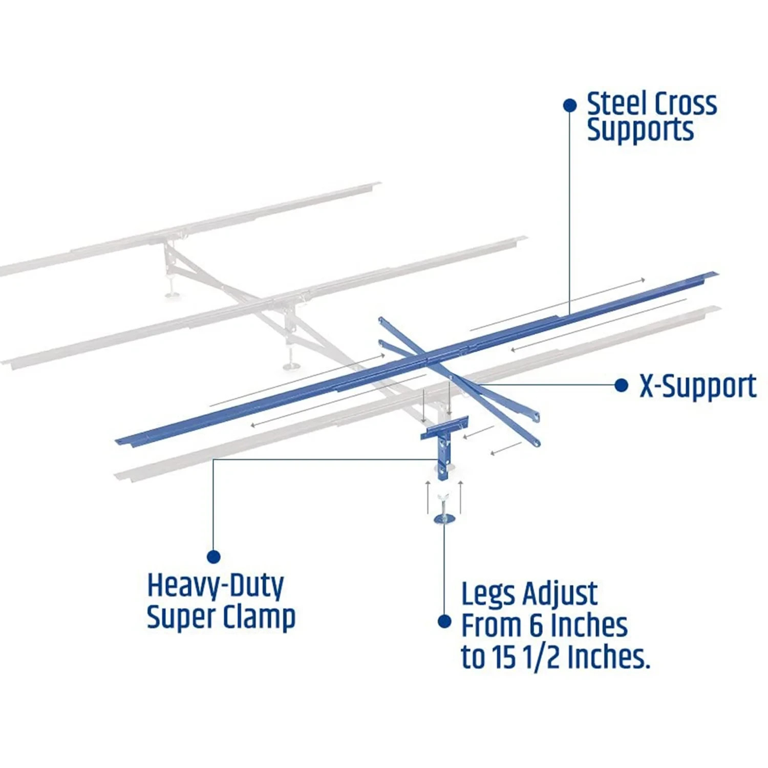 Glideaway X-support Bed Frame Support System 3 Cross Rails Model# Gs-3 XS