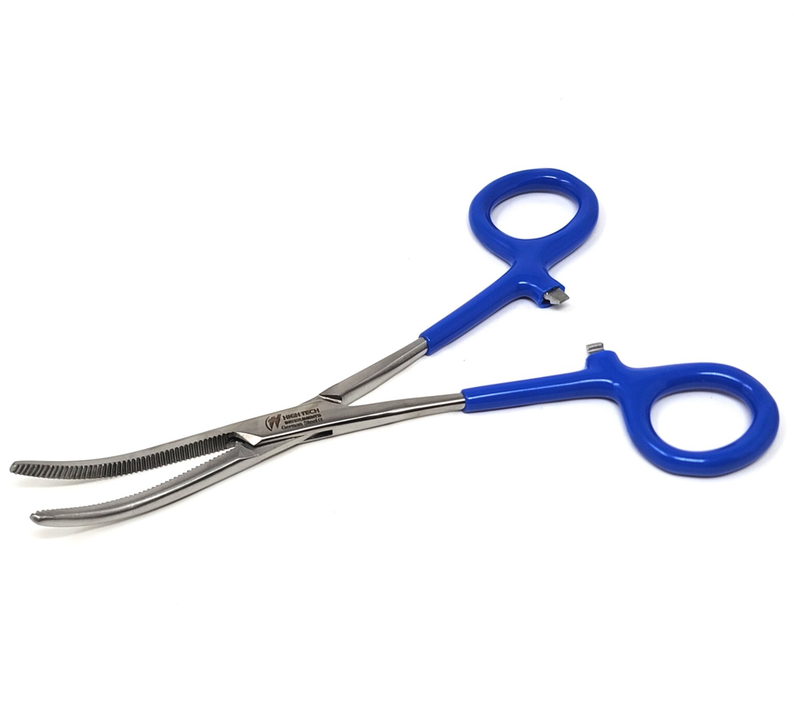 German Hemostat Peans Forceps Curved Serrated Jaws PVC Grip Handle Blue, 6"