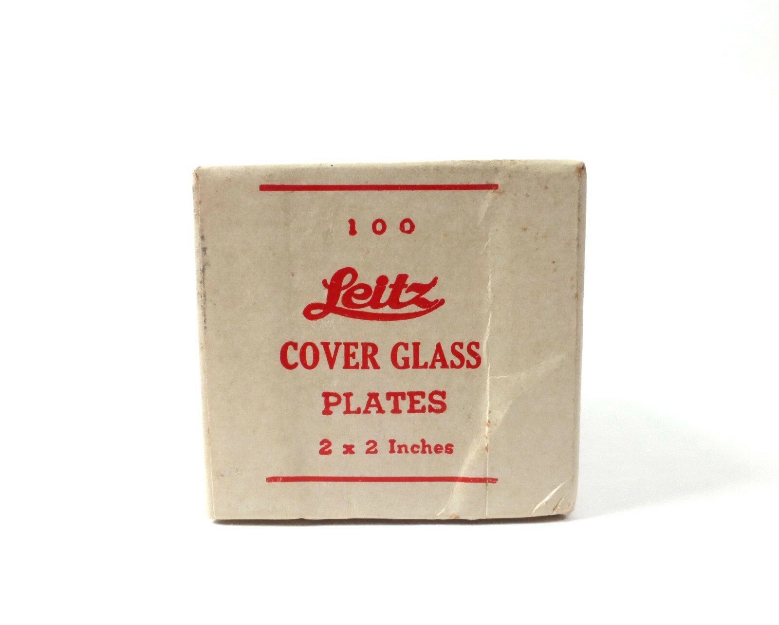 E. Leitz New York Cover Glass Plates with Ground Edges 2 x 2 Inches in Box