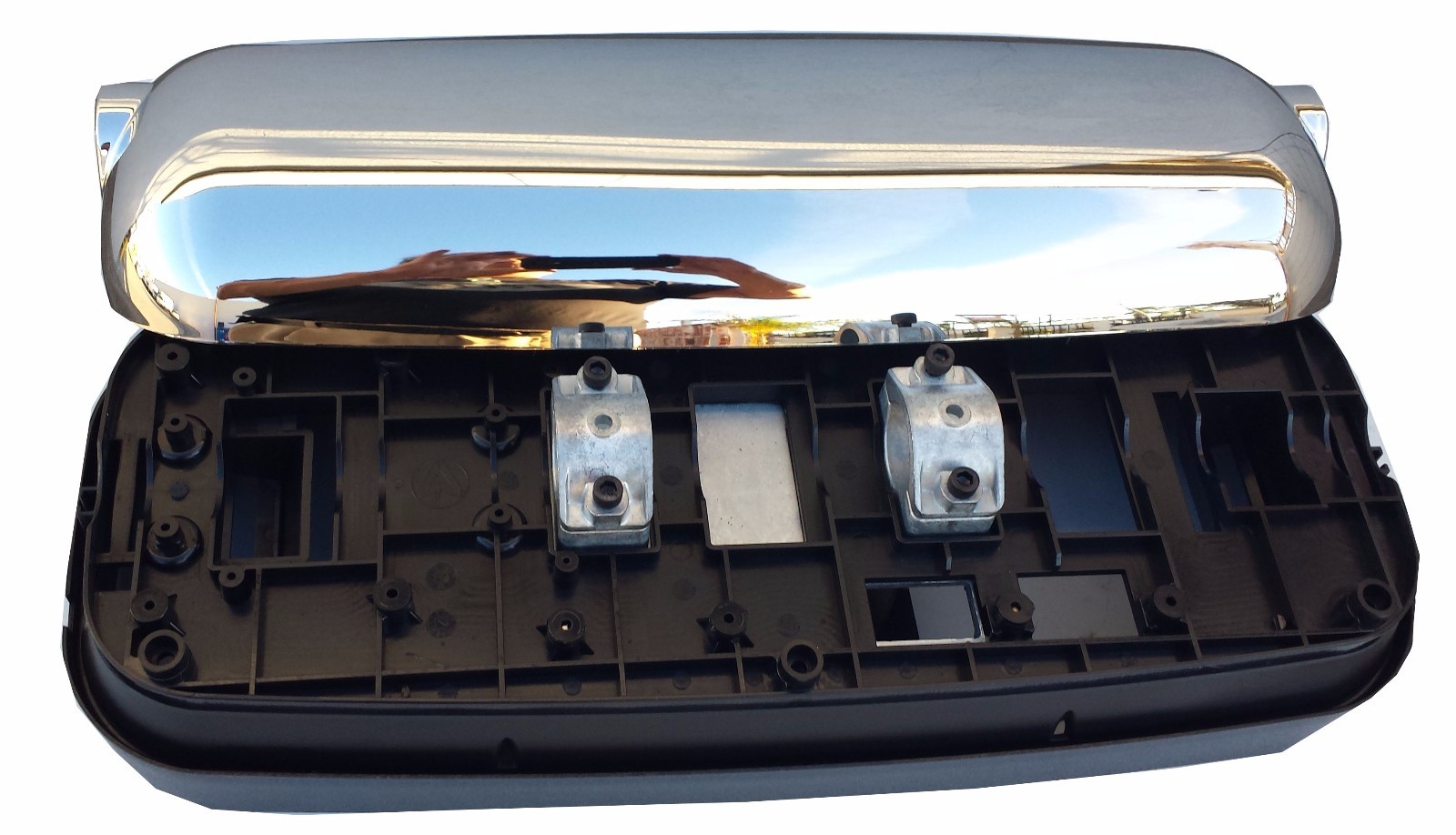 8"X19" Aerodynamic Chrome Mirror Head Assembly (Manual) FLAT GLASS MIRROR