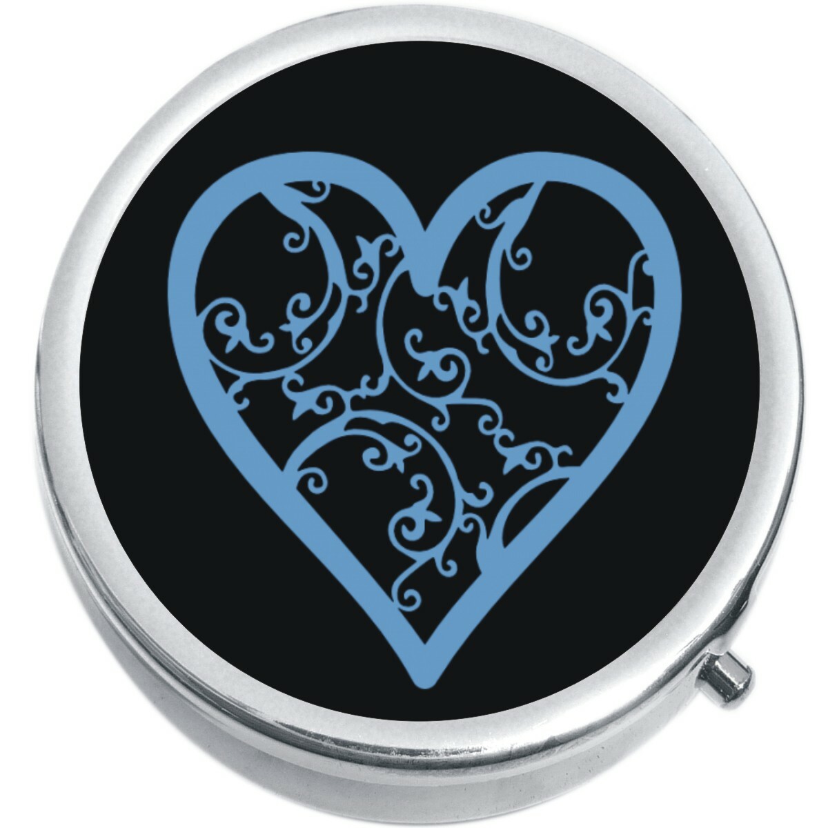 Blue Heart  Medicine Vitamin Compact Pill Box
