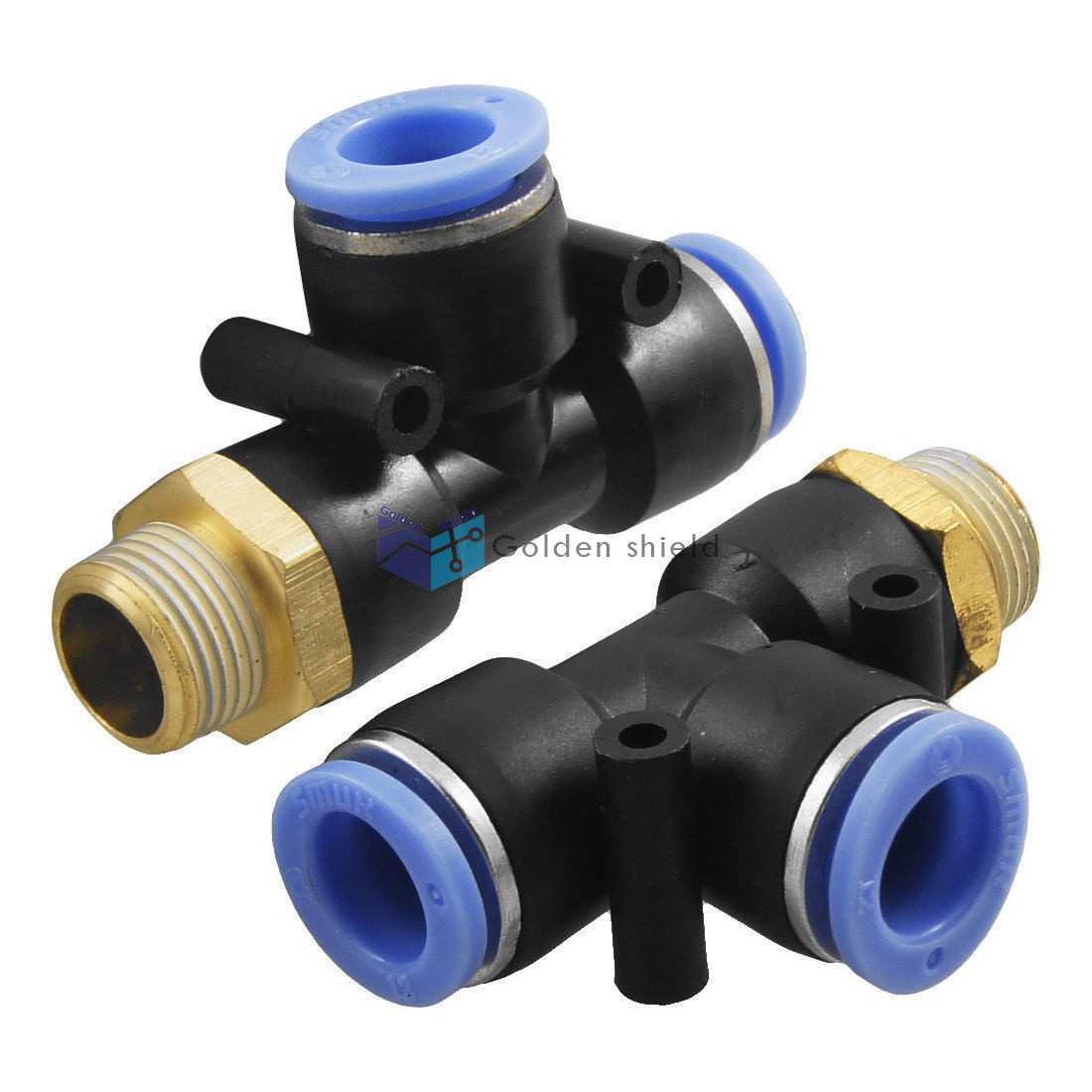 2 Pcs Pneumatic 3/8" Thread 12mm One Touch Push In T Joint Quick Fitting✦Kd