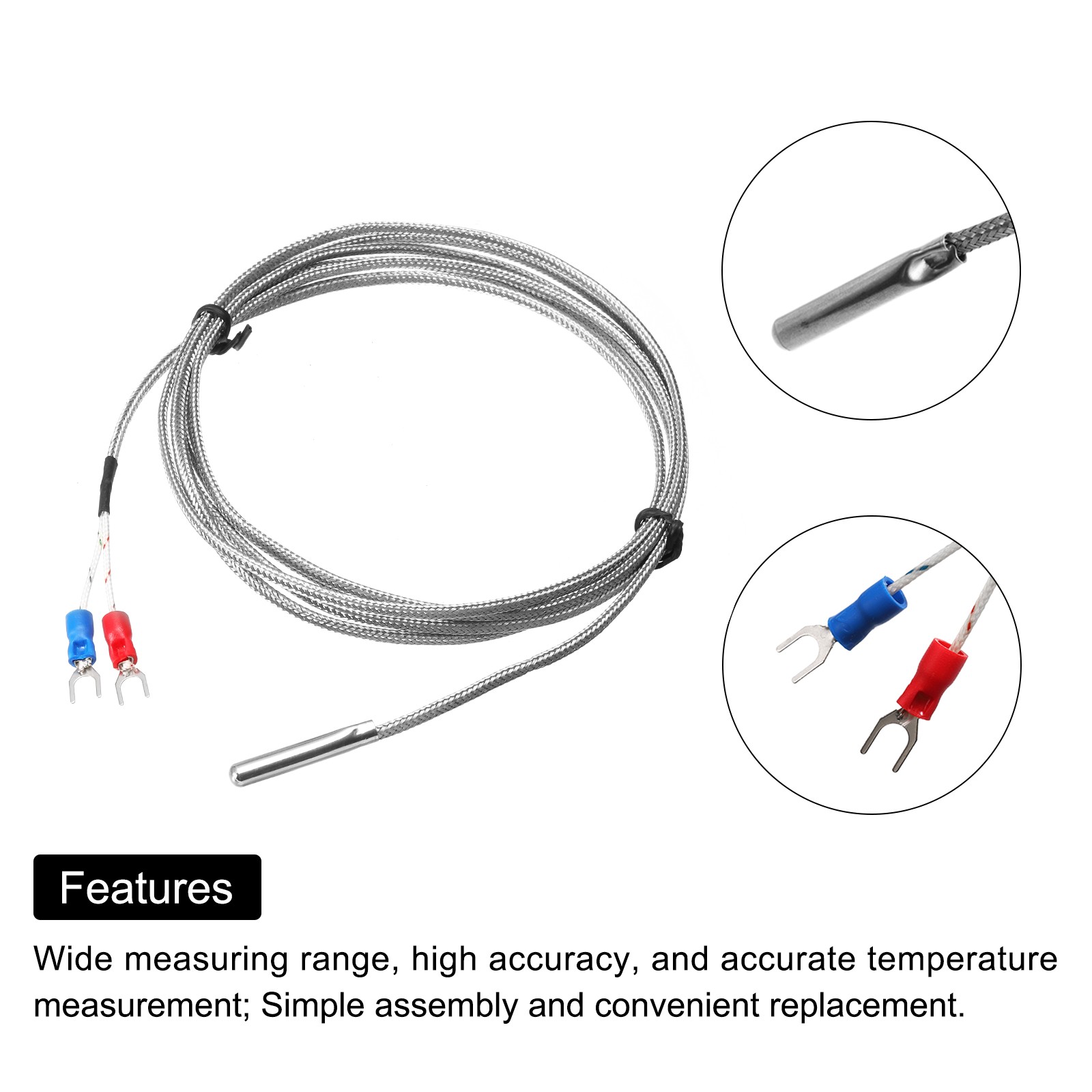 E Type Thermocouple Temperature Sensor Probe 4x30mm 6.6ft Wire