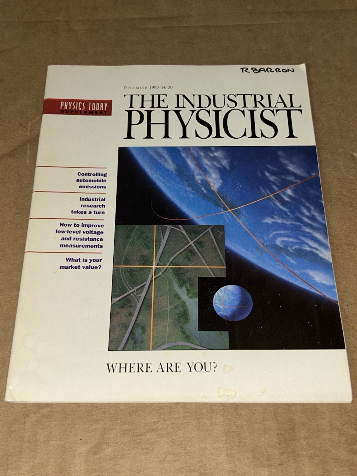 The Industrial Physicist Magazine 1995 Where Are You?  Volume 1 Issue #2