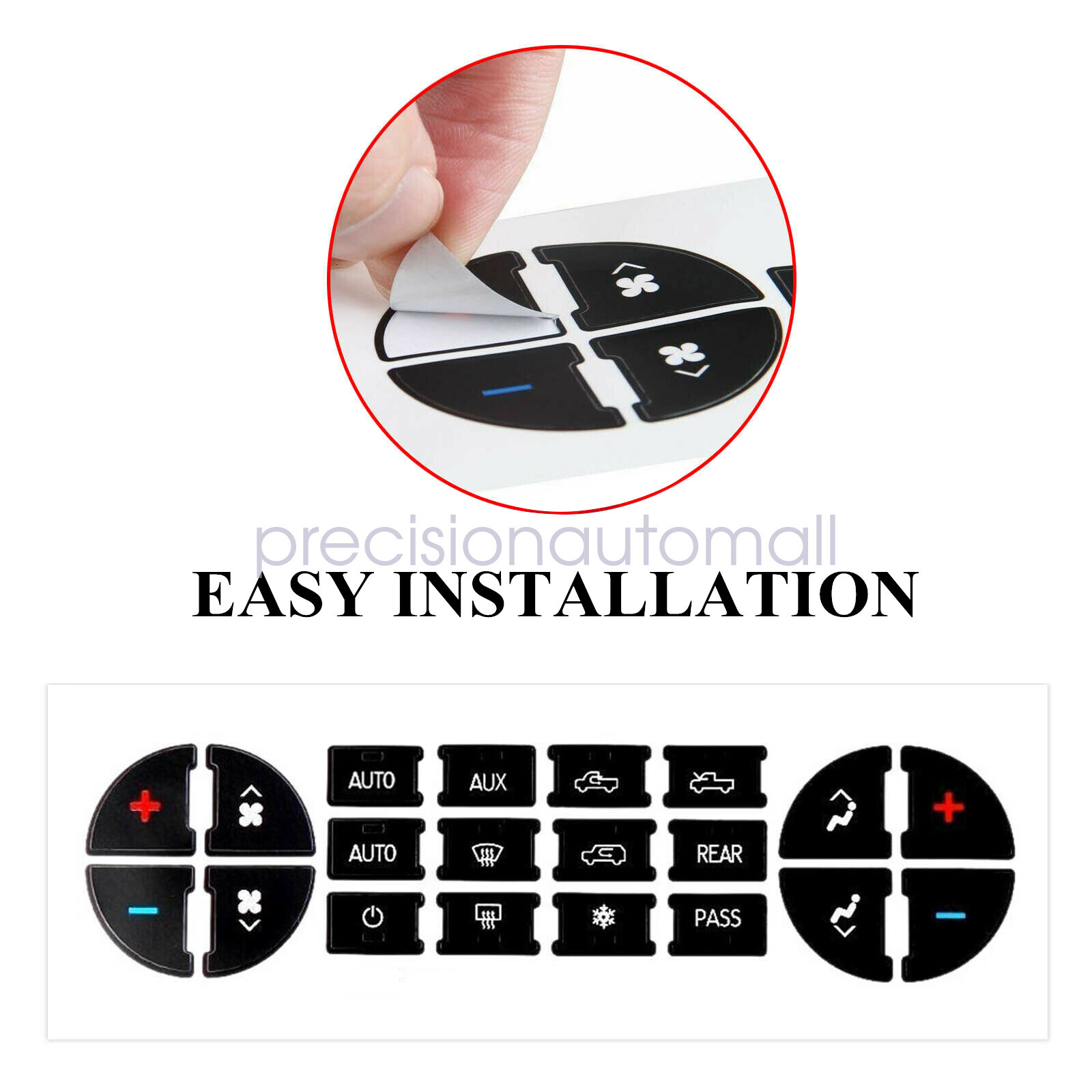 AC Dash Button Repair Kit Decal Stickers Replacement for 2008-2012 Buick Enclave