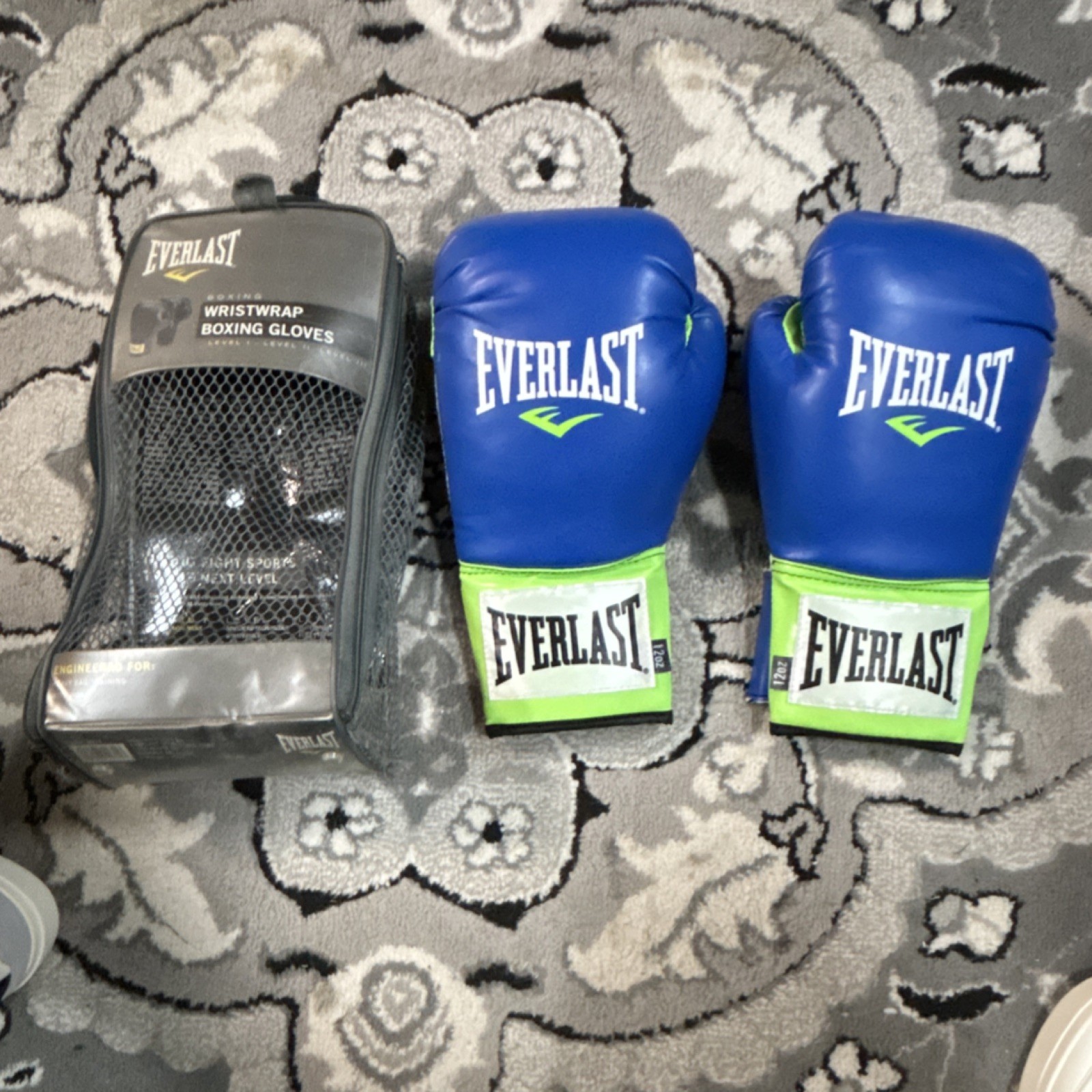 Everlast Wristwrap Bag Gloves 12oz Model 2974 Blue Green White