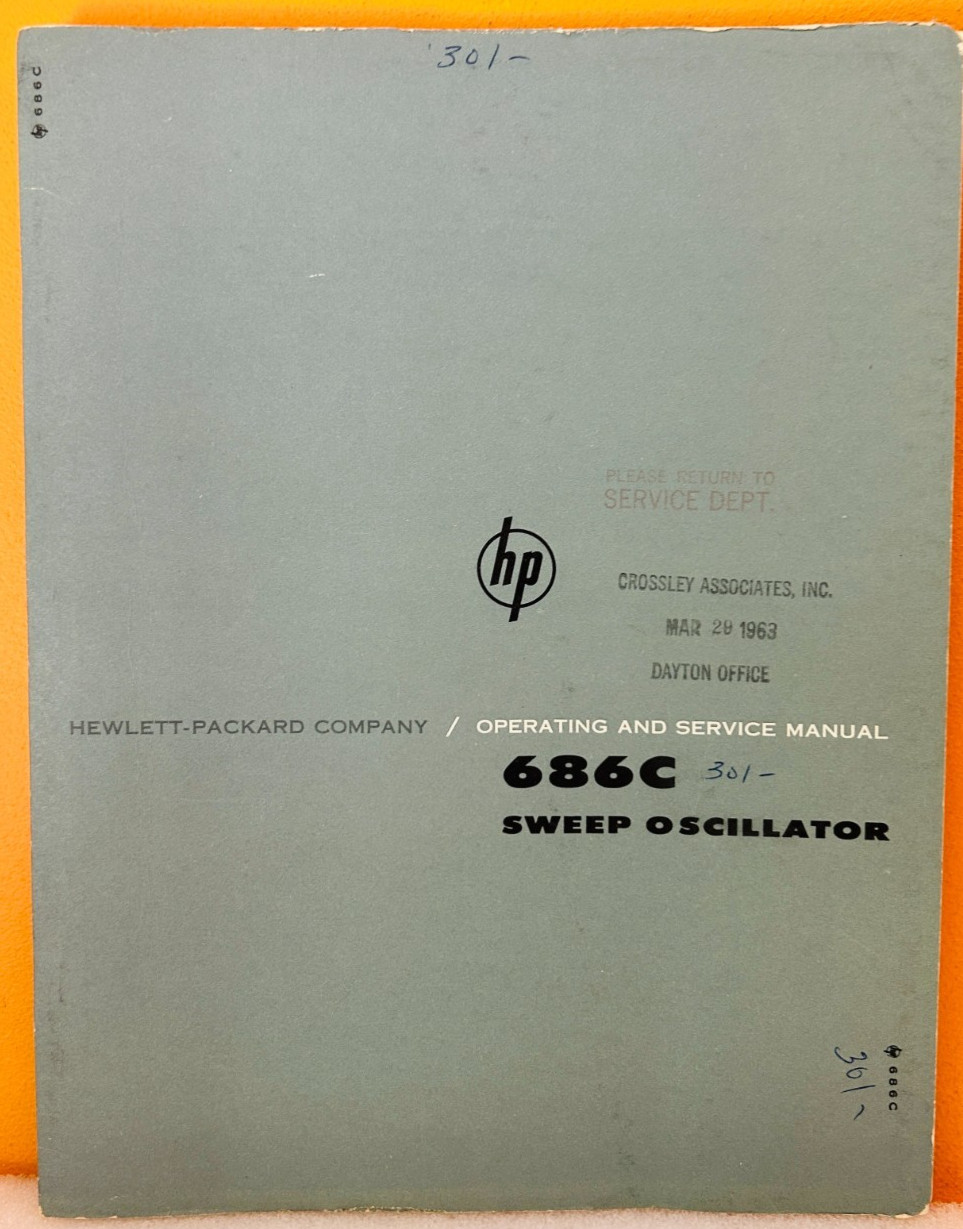 HP 00034-3 1963 Model 686C Sweep Oscillator Operating & Service Manual.