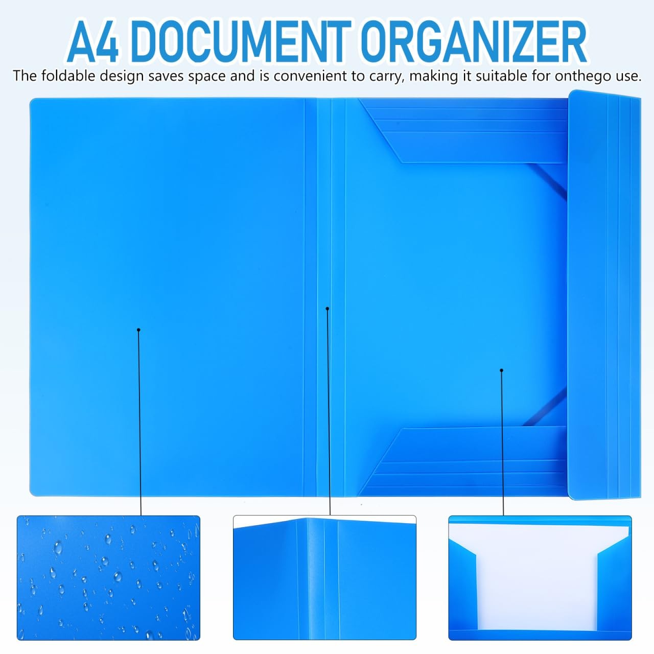 Folding Document Organizer Folder with Elastic Band Multi-Functional File Pou...