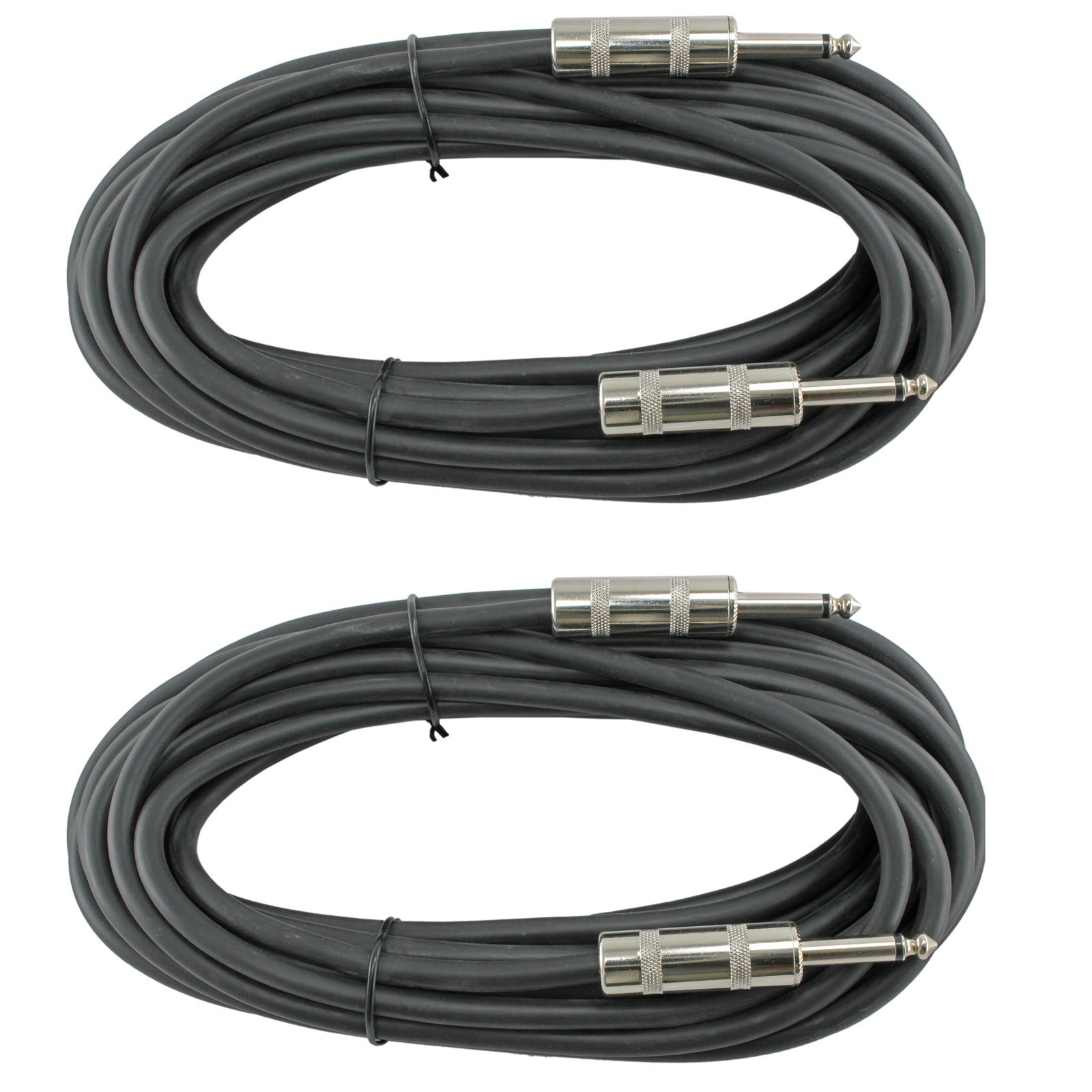 2 PA AMP DJ PAIR Speaker Cables cords 16ga gauge 25 ft foot 1/4" to 1/4 inch