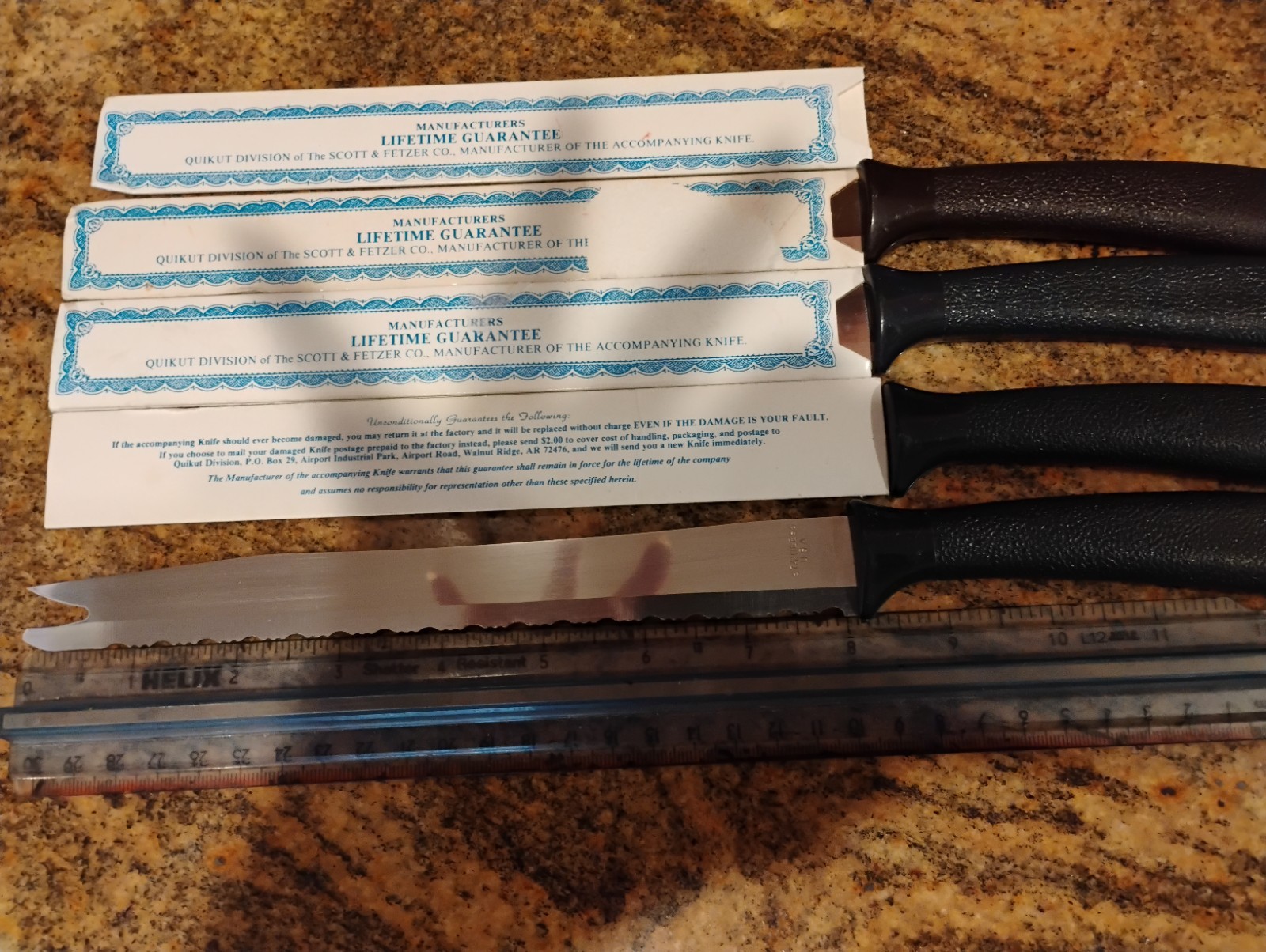 Quikut Serrated Bread Knife Fork Tip Retro 8” Blade Surgical Stainless USA NEW!