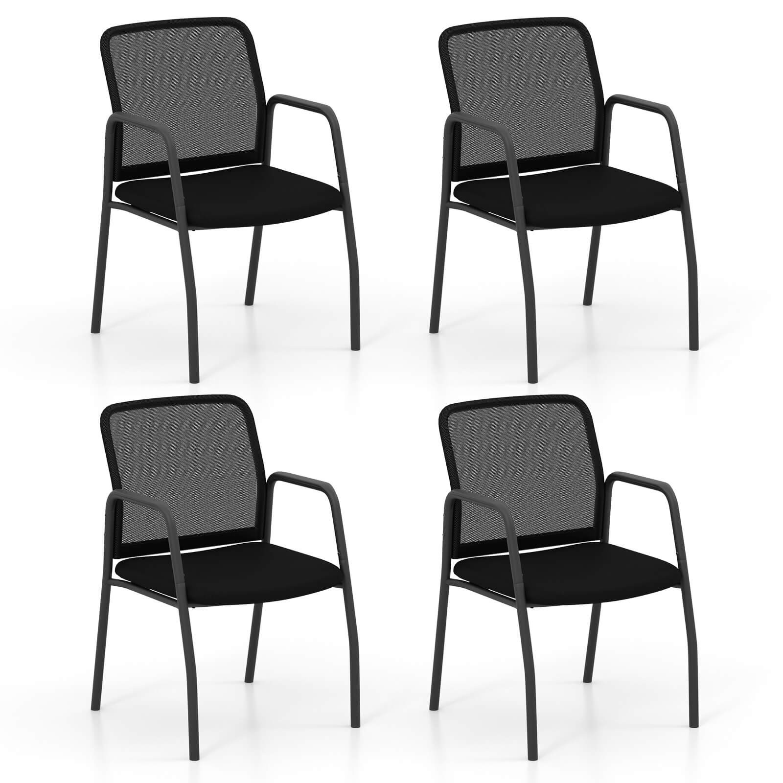 Meeting Room Chair Set of 4 Waiting Room Chairs w/ Ergonomic Backrest & Armrests