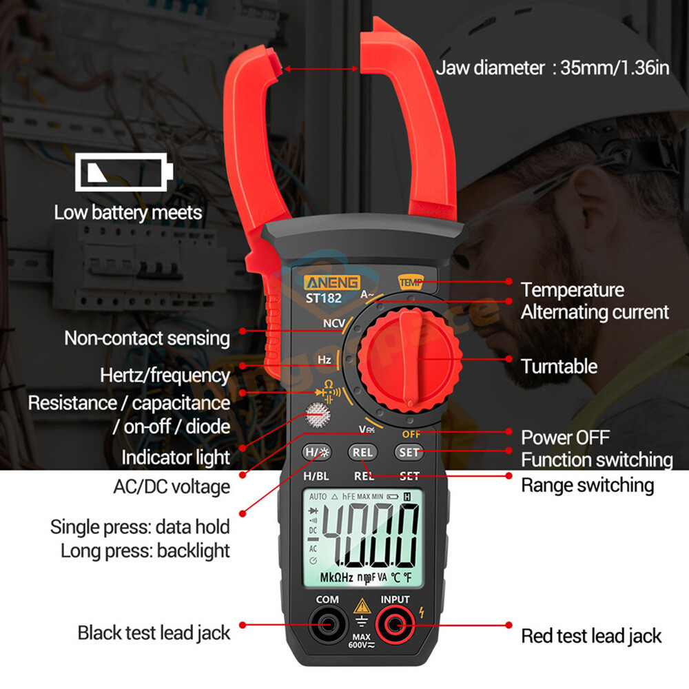 ANENG Digital Clamp Meter AC DC Current Multimeter Ammeter Voltage Tester ST183
