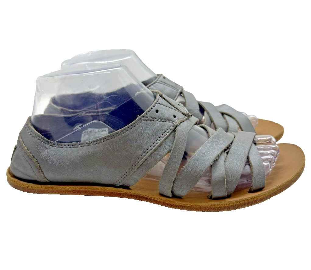 Sorel Lake Sandal Metallic Gray Strappy Shoes Women's Size 8 NL1811-964 Open Toe