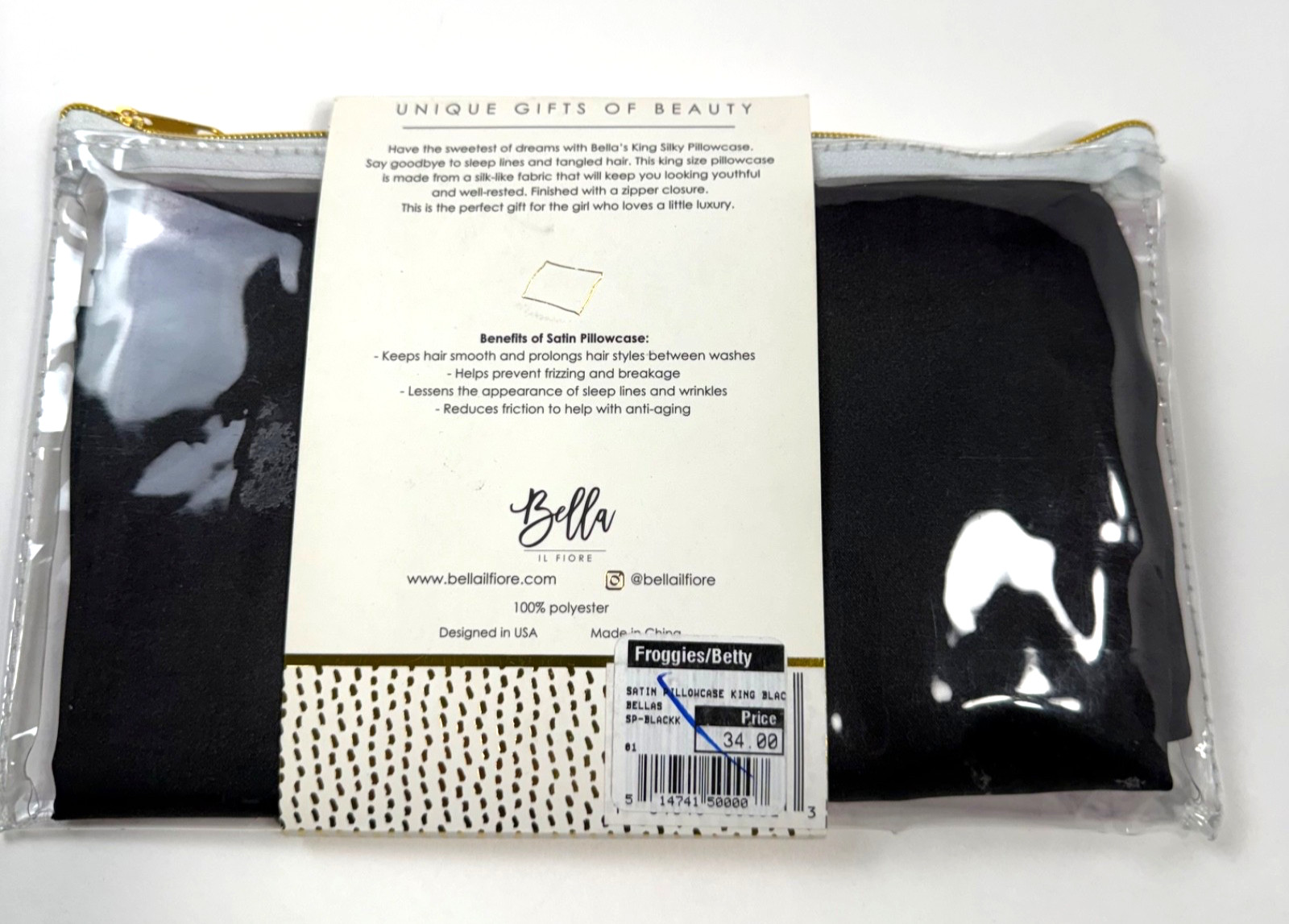 Bella IL Fiore Silky Pillowcase King Black