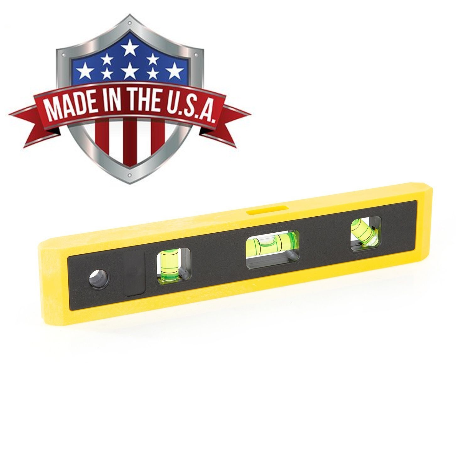 Mayes 9" Torpedo Level 10792 w Magnetic V-Groove Base, 3 Vials, Made in USA