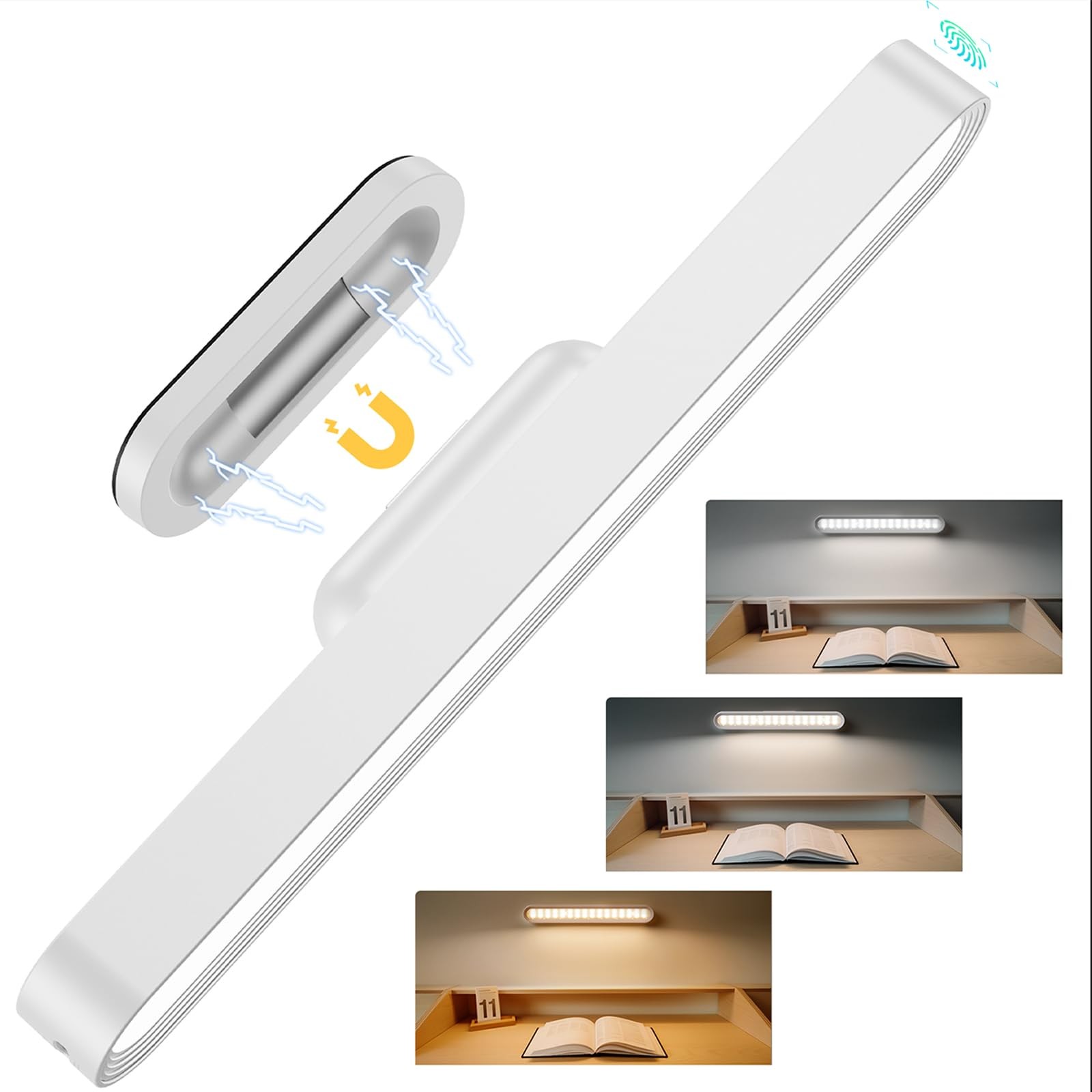 Rechargeable Magnetic Under Cabinet Lighting, 3 Colors Adjustable Mirror Ligh...