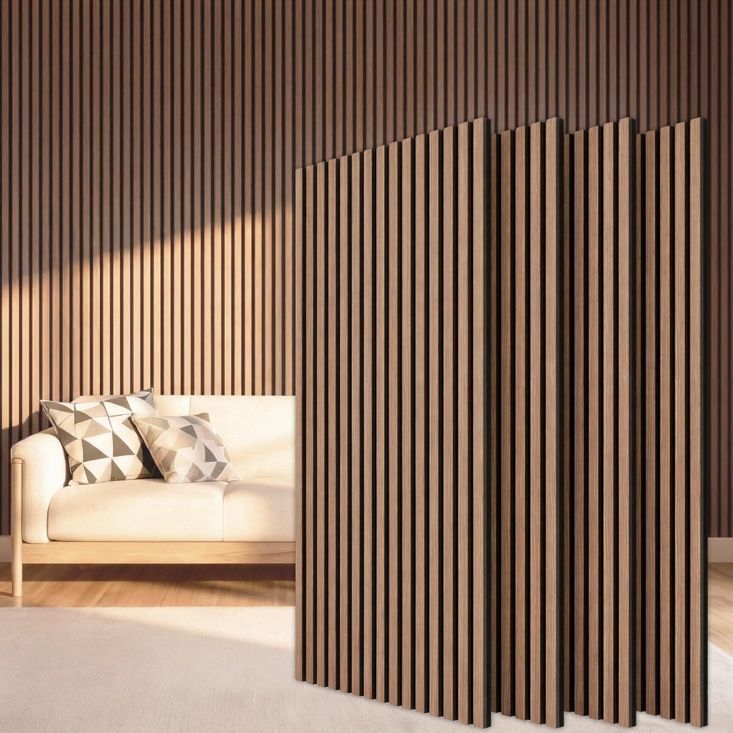 Wood Slatwall Panels, 4 Pack 47.2" X 23.6"/ 120 X60Cm(31Ft²) Acoustic Wall Panel