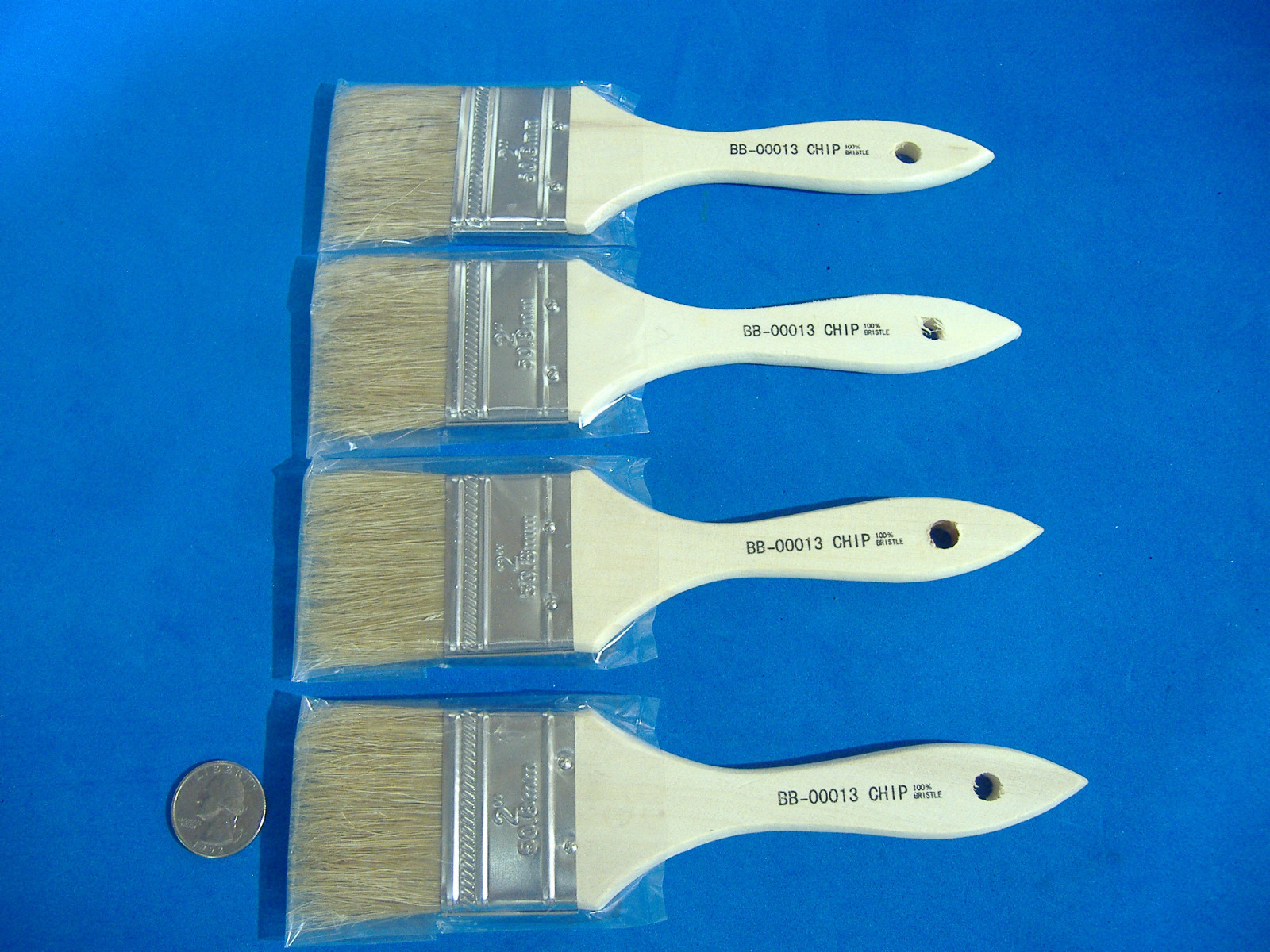LOT OF FOUR  2"  WHITE CHIP BRUSH PAINT STAIN CRAFT GLUE HOBBY DETAIL DISPOSABLE