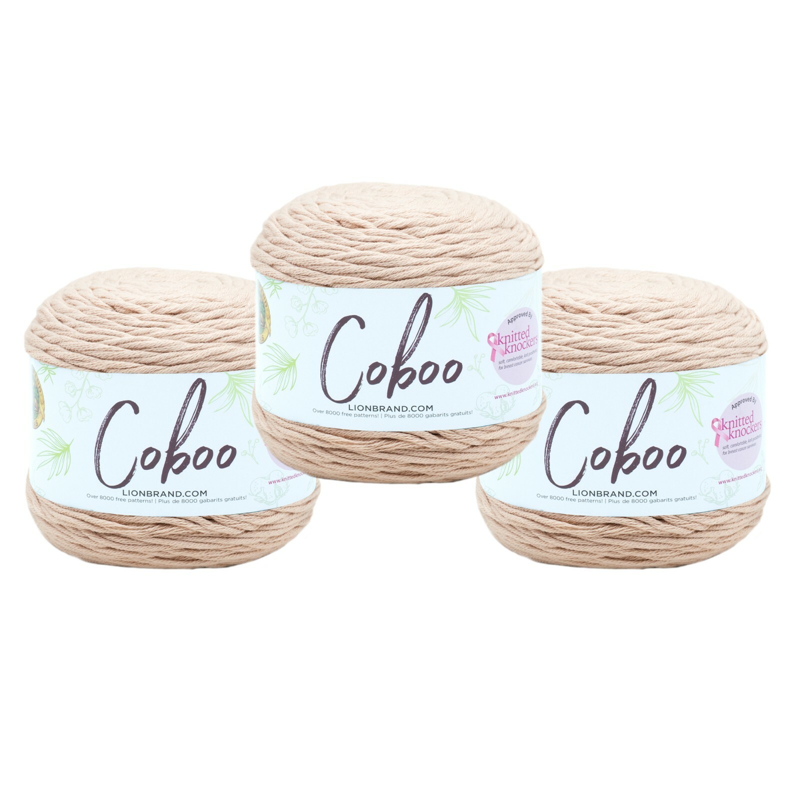 (3 Pack) Lion Brand Yarn 835-123Q Coboo DK Yarn, Tan