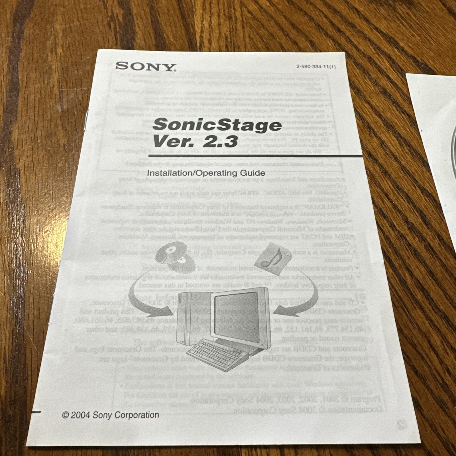 Sony SonicStage Atrac3plus OpenMG Version 2.3 For Walkman CD-ROM & Manual