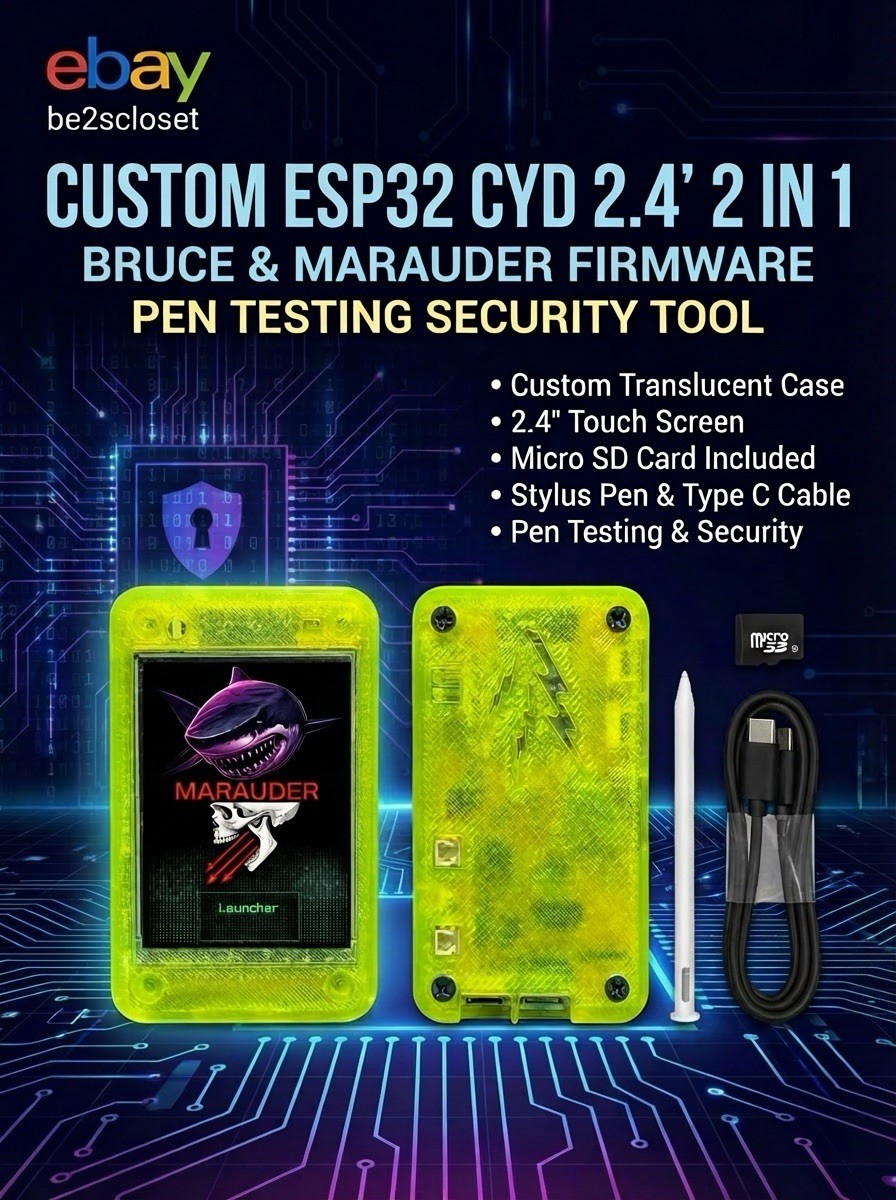 ESP32 MINI 2.4" PenTesting | Bruce + Marauder Dual Boot | Custom Case+SD 🔓✅