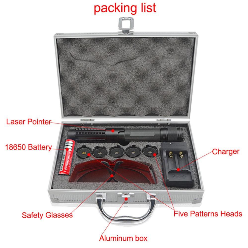 LMX6G Adjustable Focus GR Laser Pointer 520nm Visible Beam Light Charger+Case