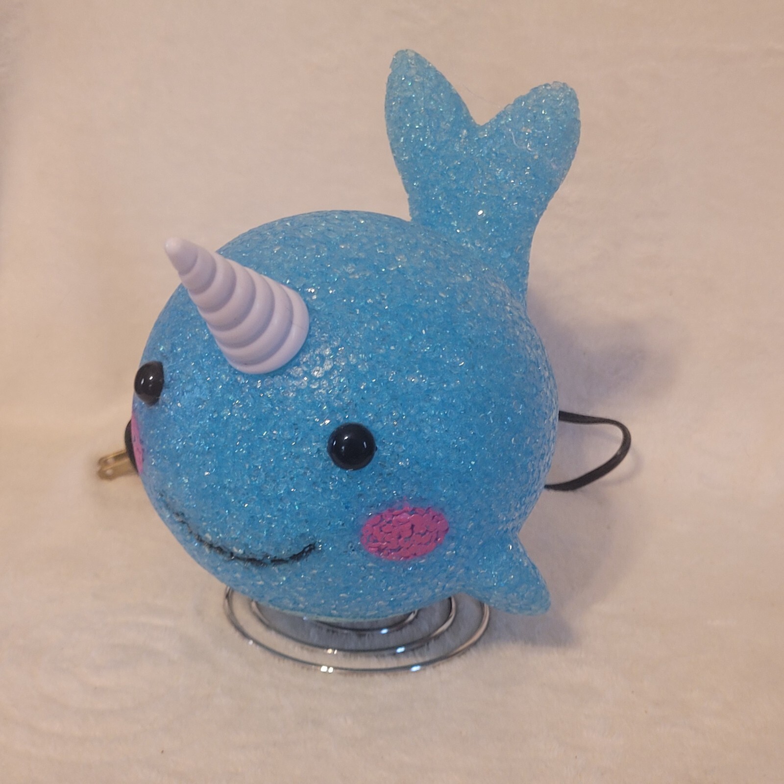 Sparkle Narwhal Whale Shaped Lamp Metal Bouncing Base