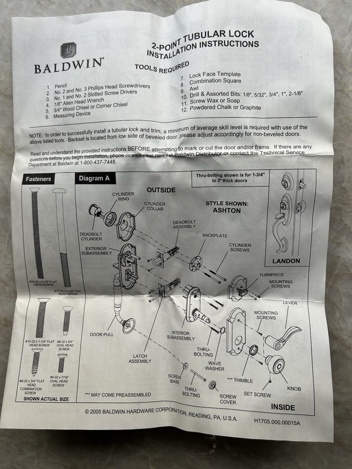 Brass Baldwin Front Entry Lockset