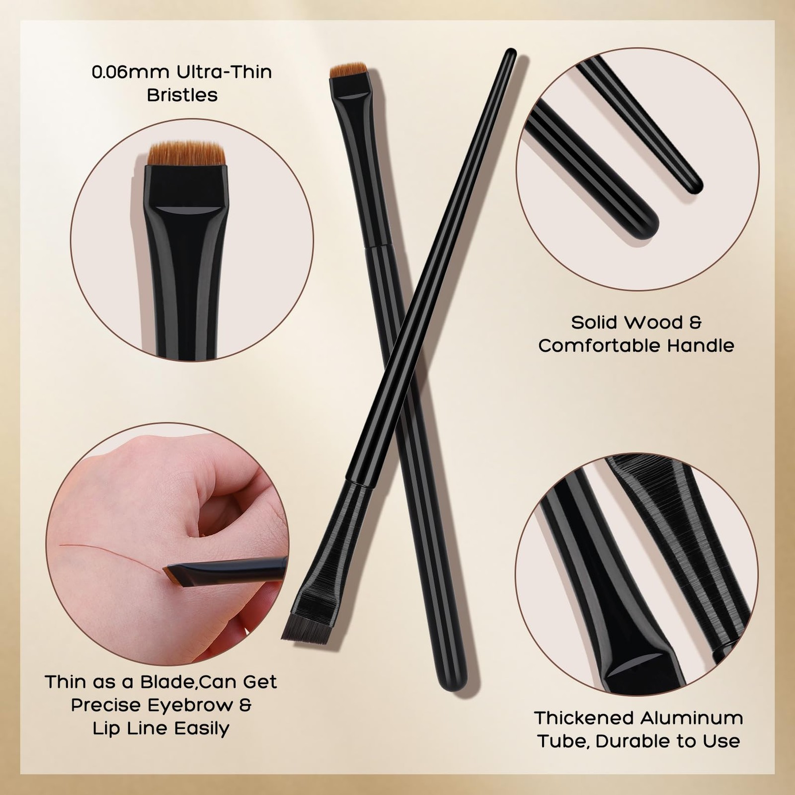 4 PCS Eyebrow Brush Set Angled Flat Concealer Precise UltraThin Tint