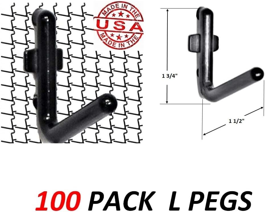 Maximize Space with 100 Black Peg Hooks - Durable, Easy Snap-In Installation