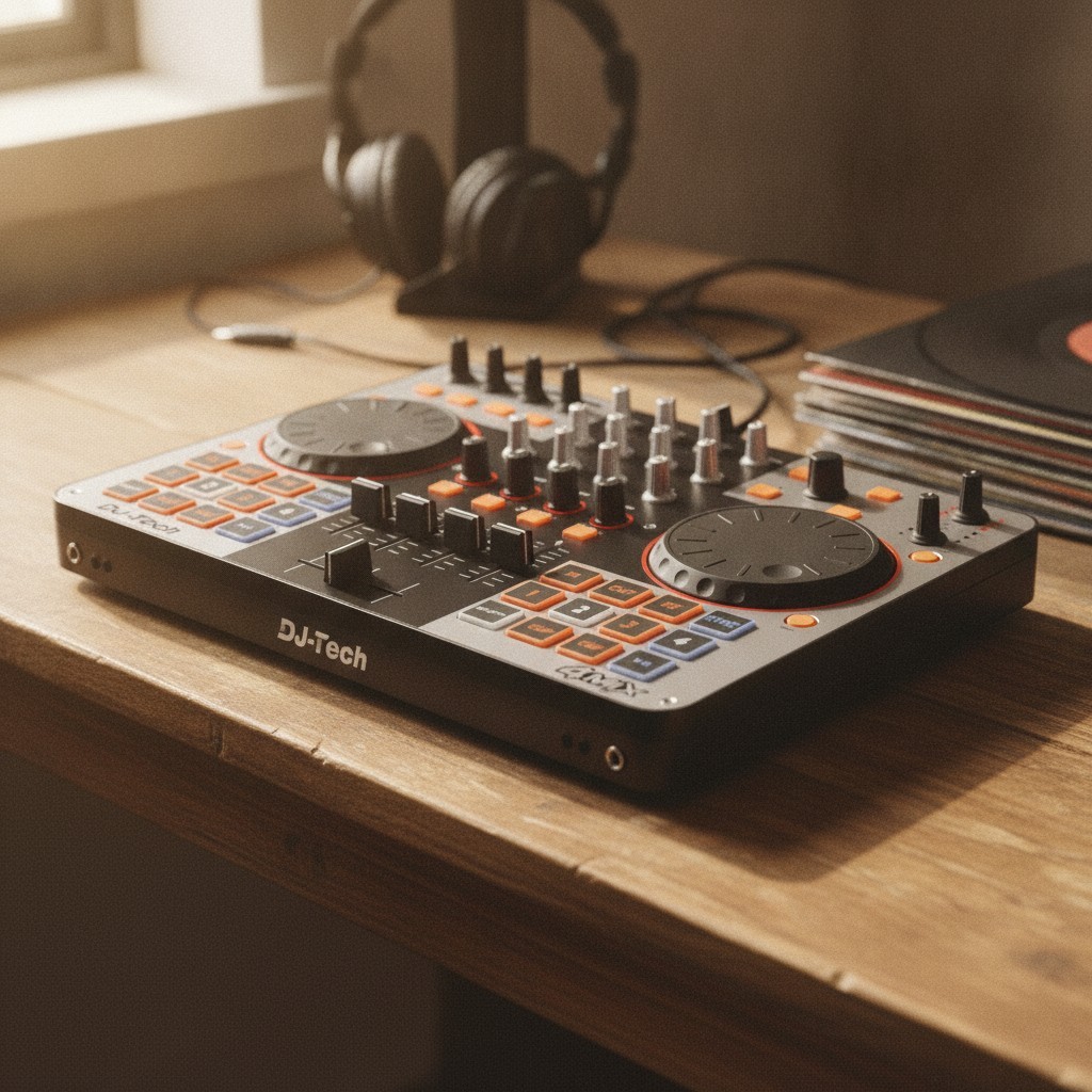 DJ Controller, USB MIDI 4-Deck Control with Integrated Soundcard, 4-Channel M...