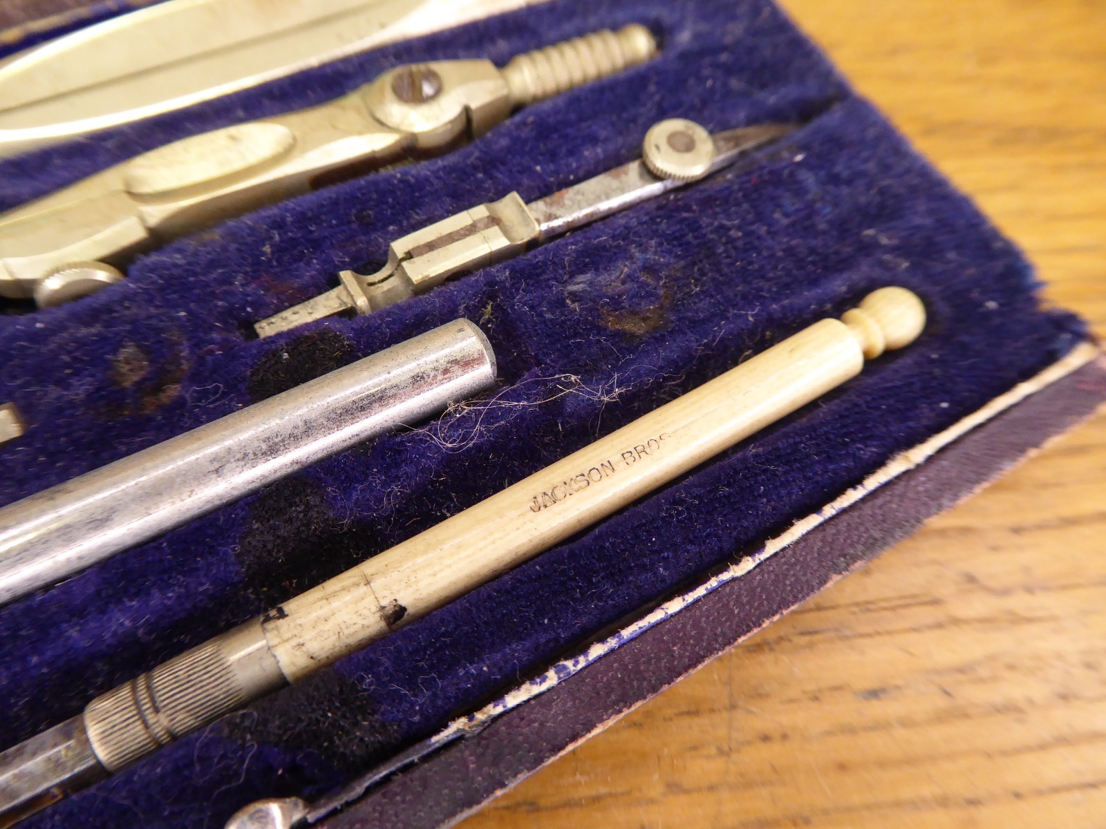 Antique Jackson Bros Drawing Set / Geometry Set .Cased Jackson Bros Compass set
