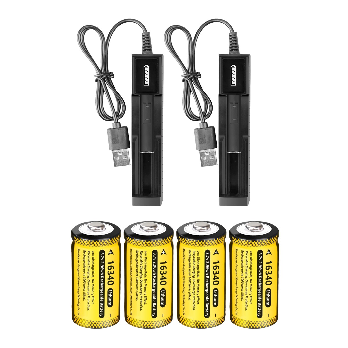2800mAh CR123A 16340 Battery 3.7V Rechargeable Batteries / Smart USB Charger Lot