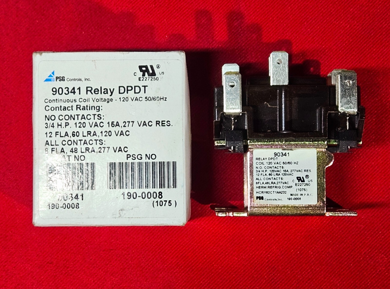 PSG CONTROLS 903401, Relay DPDT 120 VAC, 50/60HZ, 190-0008 - NEW