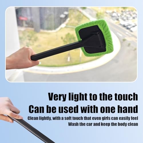 Car Windshield Cleaning Tool, Extendable Handle Window Cleaner Kit with 4PCS