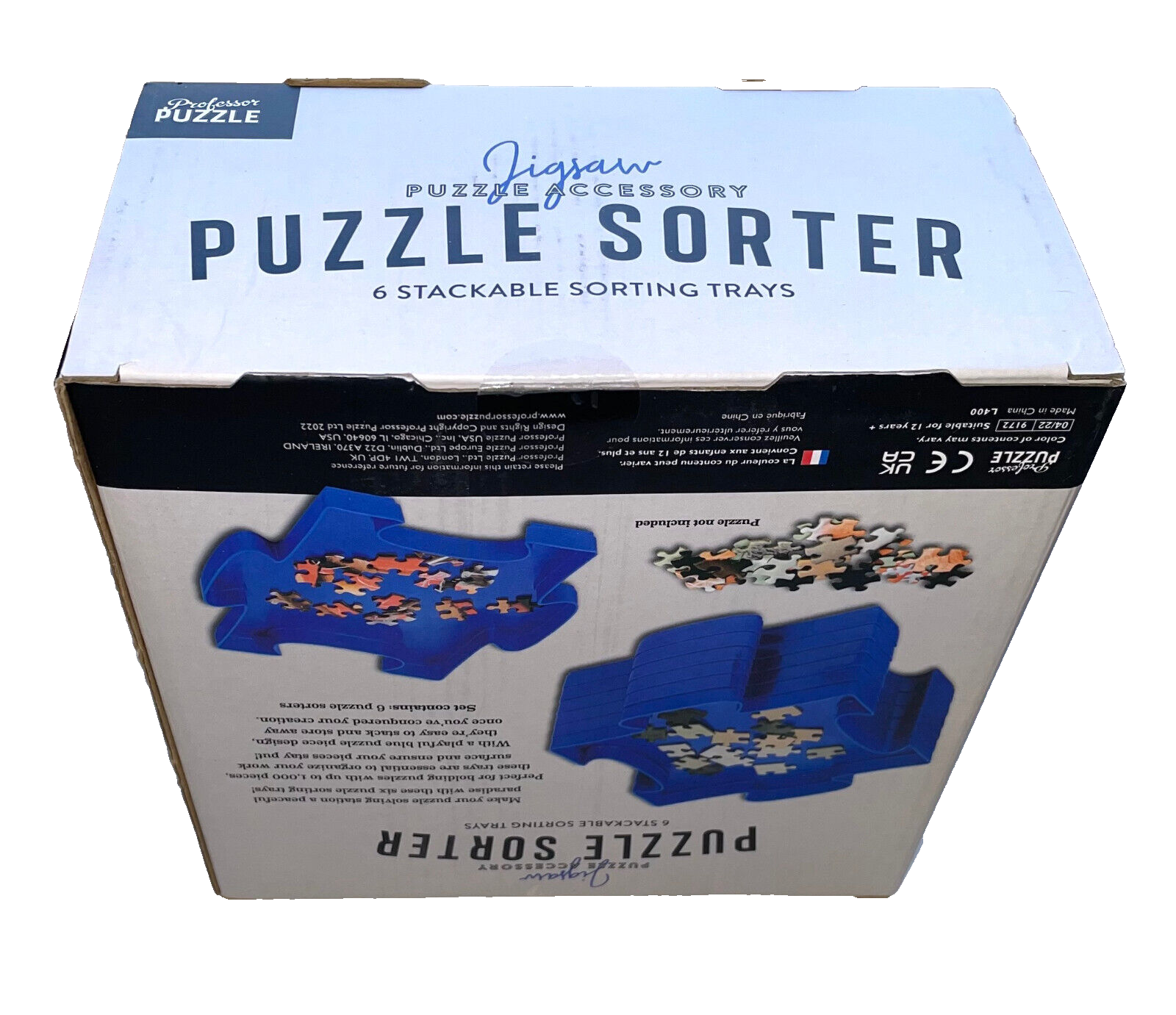 PUZZLE SORTER 6 Stackable Sorting Trays Jigsaw Accessory NEW Box Fun Blue Design