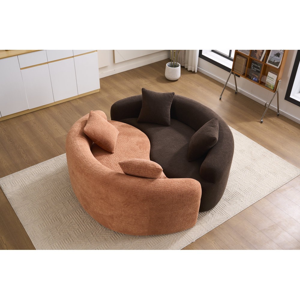 Reversible Loveseat Sofa with Dual-Depth Seat & Pillow Back, Chenille Fabric