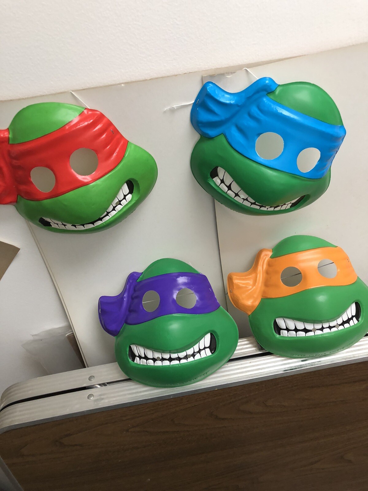1990 TMNT TEENAGE MUTANT NINJA TURTLES Halloween Mask 3 Mask lot NO Leonardo