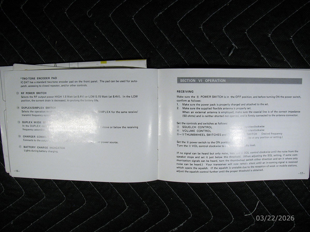 Icom IC-2A/IC-2AT Instruction Manual
