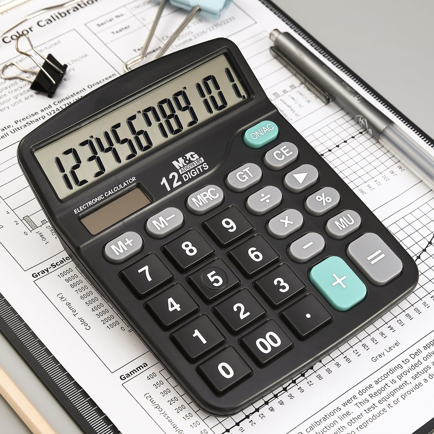 Stylish 12 Digit LCD Calculator - Solar & Battery with Comfortable Key Input