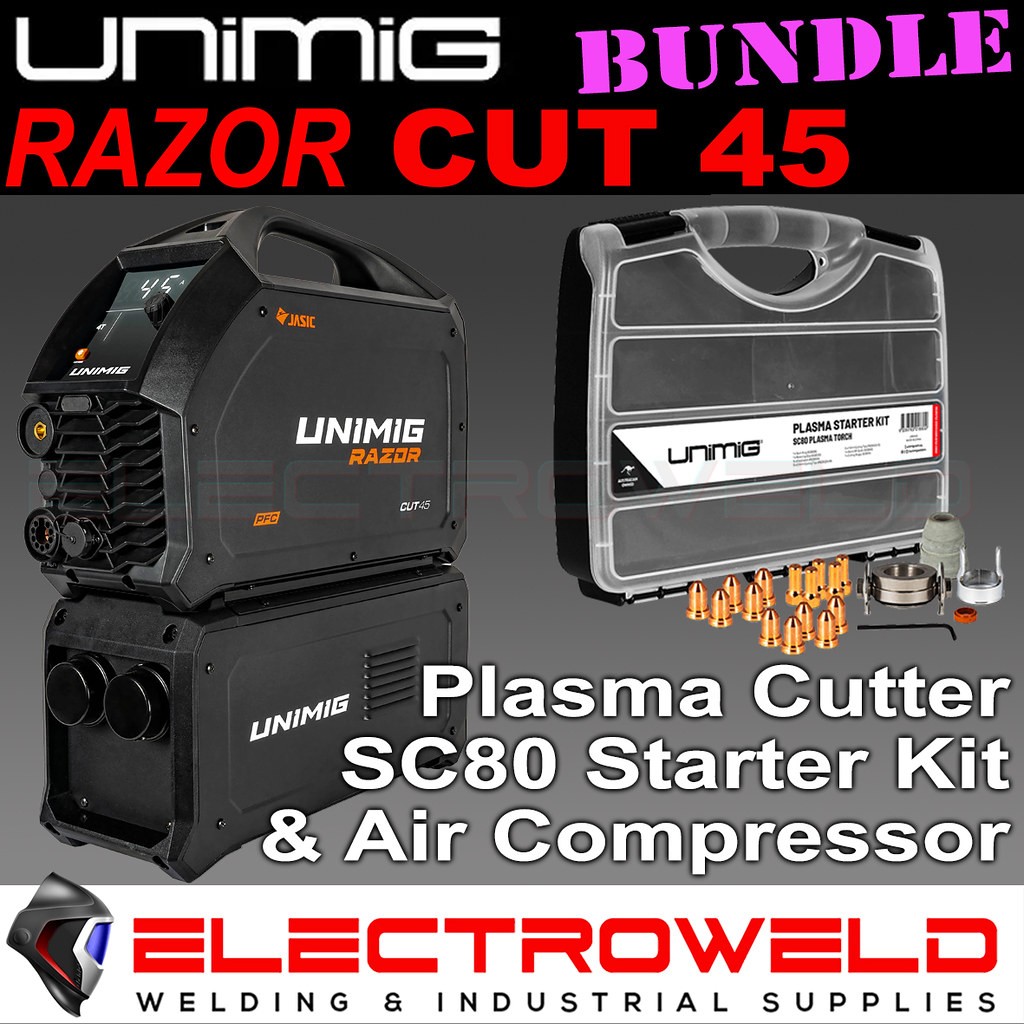 UNIMIG Razor Cut 45 Plasma Cutter +  Air Compressor + Consumables +Torch U14006K
