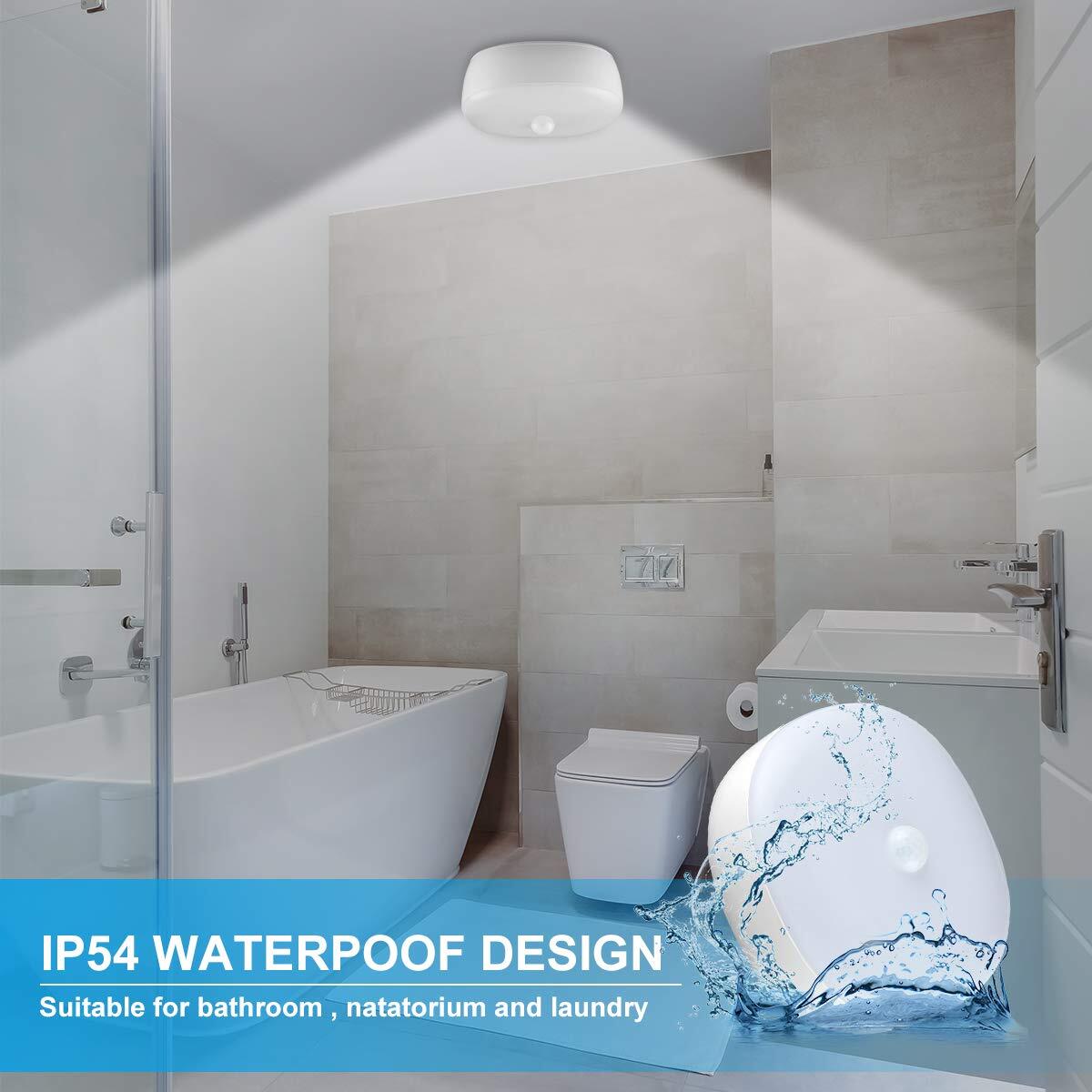 Battery Powered LED Ceiling Light with Motion Sensor 300 Lumens Cool White